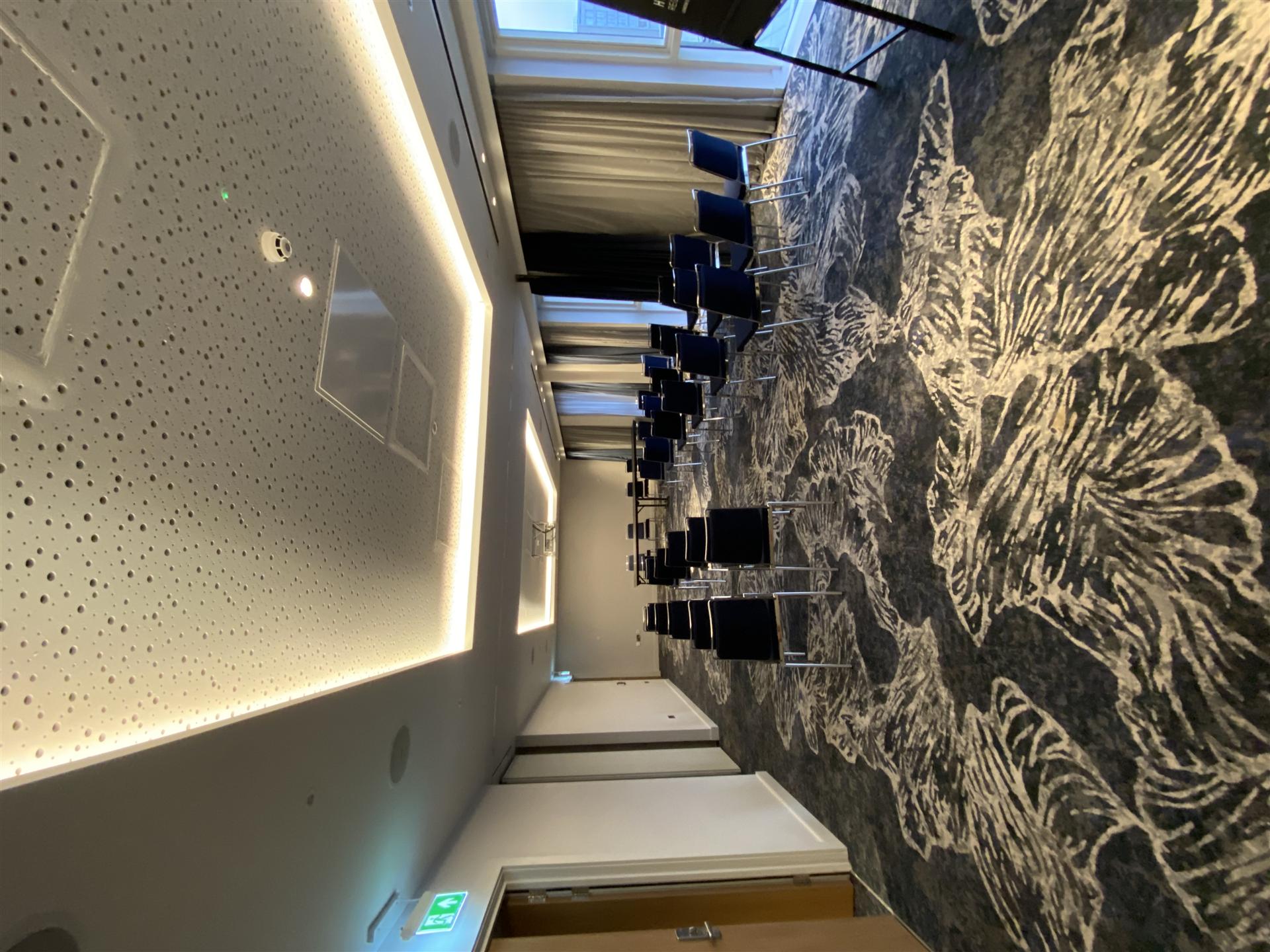 Conference room LED ceiling detail and feature wall, Essex